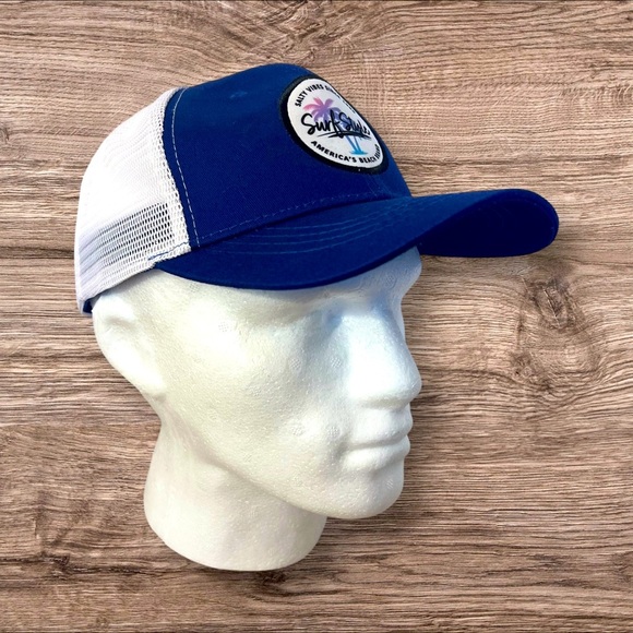 Salty Vibes Surf Style Blue and White Cap - Picture 2 of 6